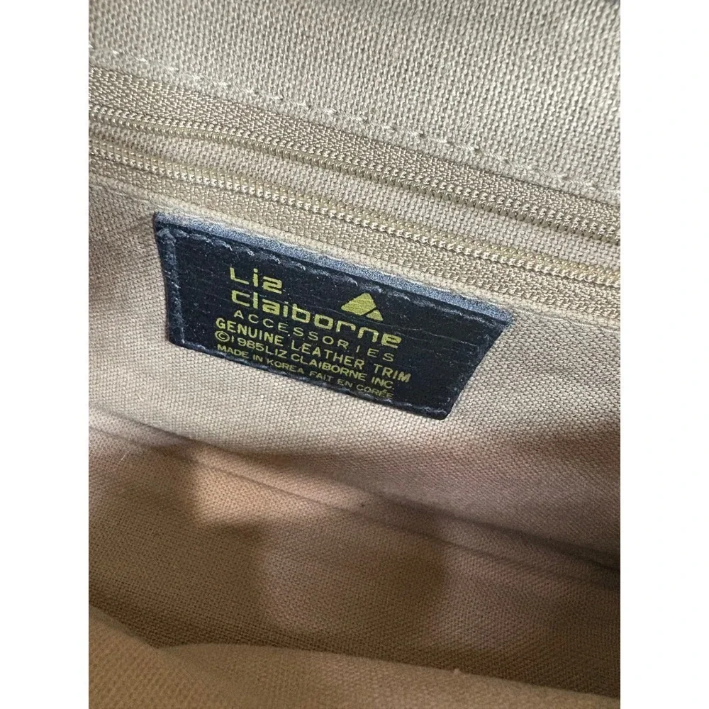 Liz Claiborne Tan Monogram Shoulder Bag Genuine Leather Trim